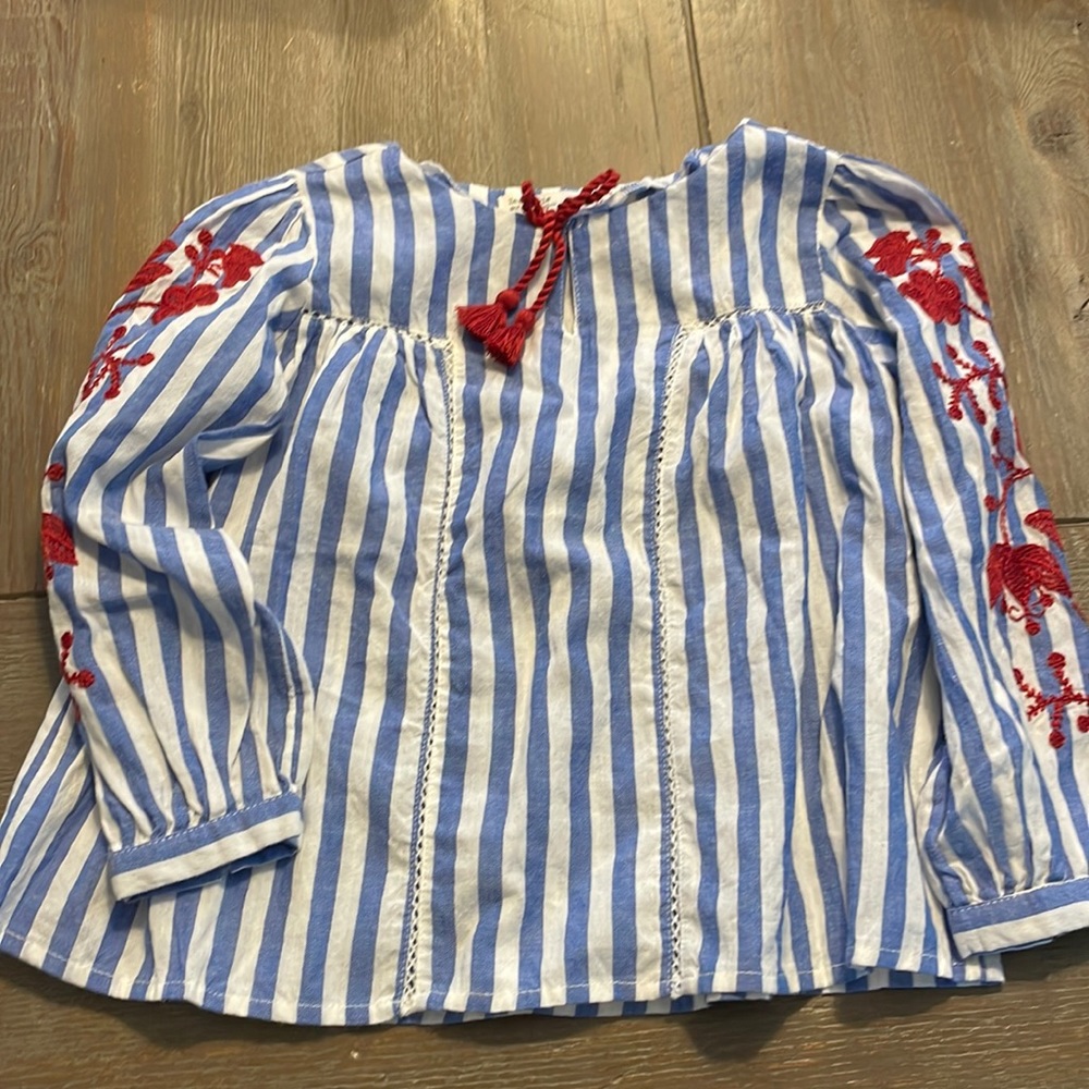 Zara girls size 4 stripe embroidered shirt